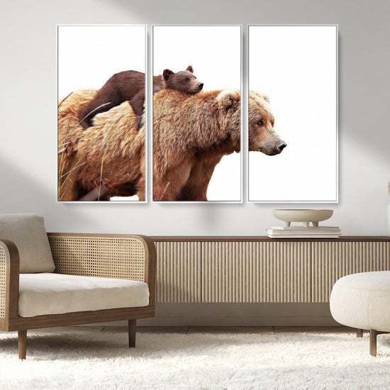Mother and Baby Bear Canvas Wall Art - Adorable Wildlife