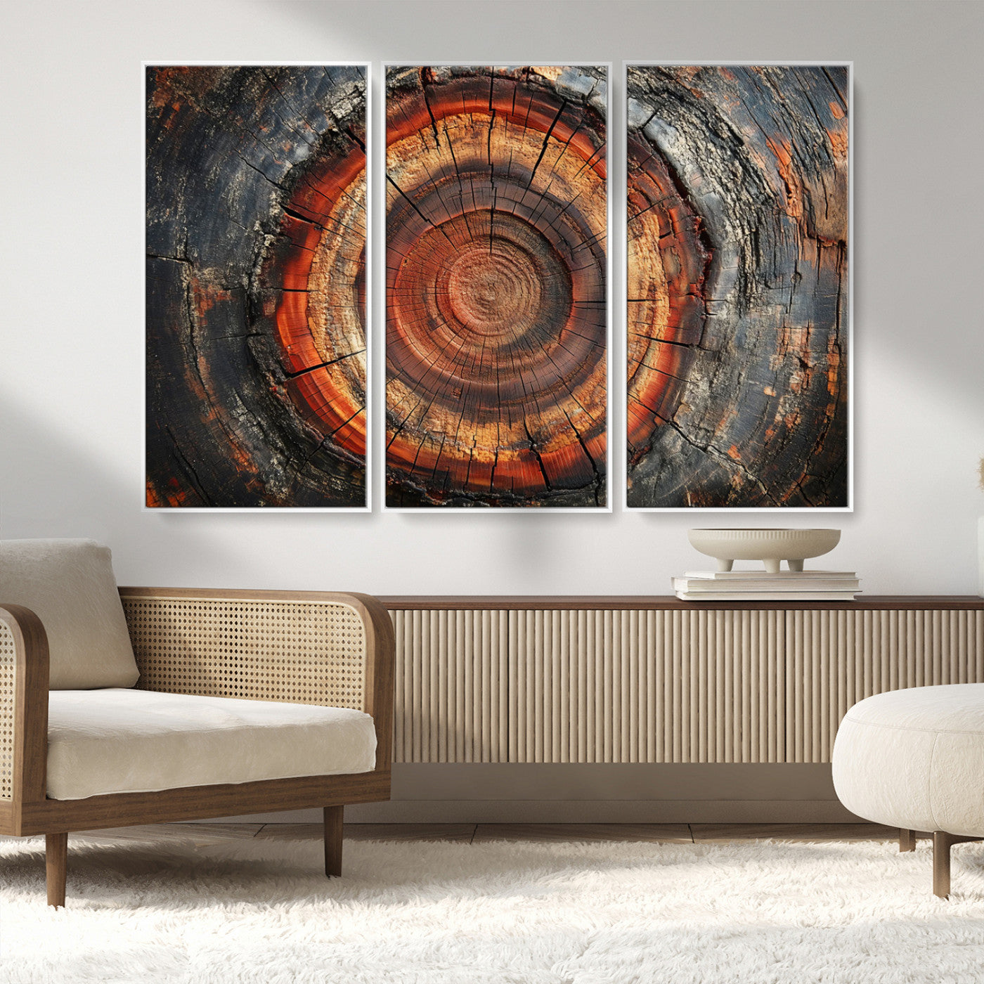 Wood Grain Canvas Wall Art - Framed Abstract Tree Ring