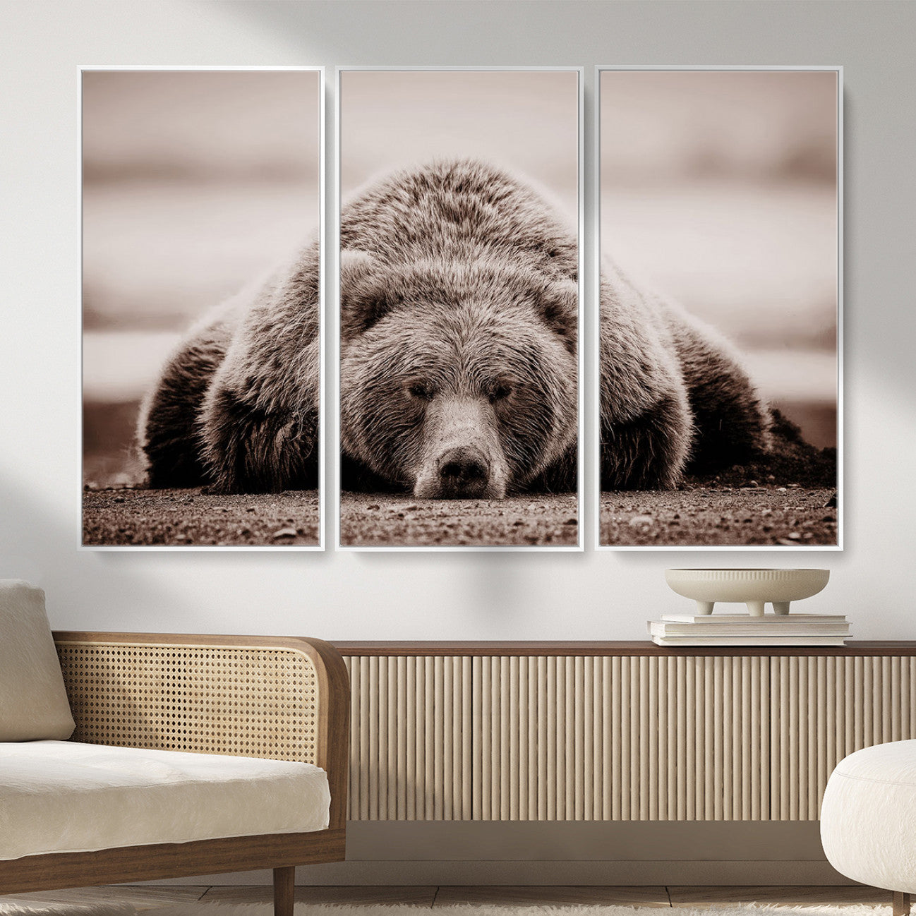 Grizzly Bear Wall Art Print - Bear Canvas Wall Art - Rustic