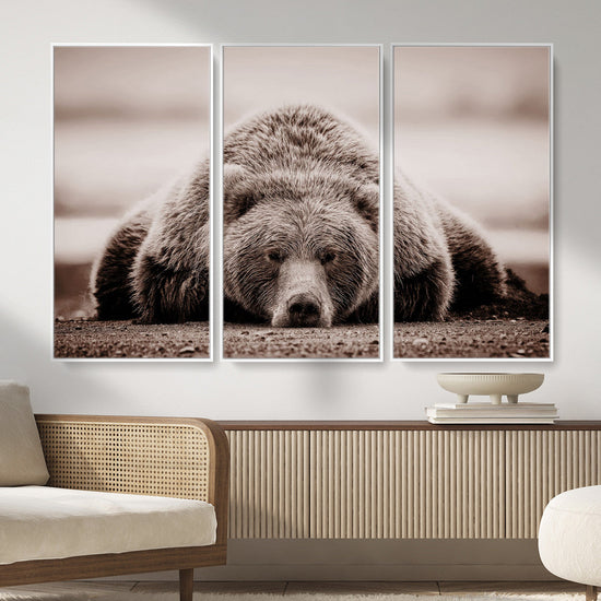 Grizzly Bear Wall Art Print - Bear Canvas Wall Art - Rustic