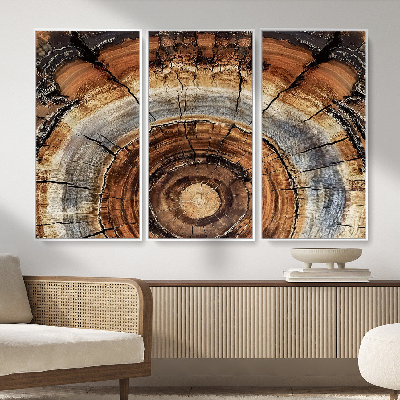 Tree Rings Wall Art Canvas Print – Rustic Wood Texture