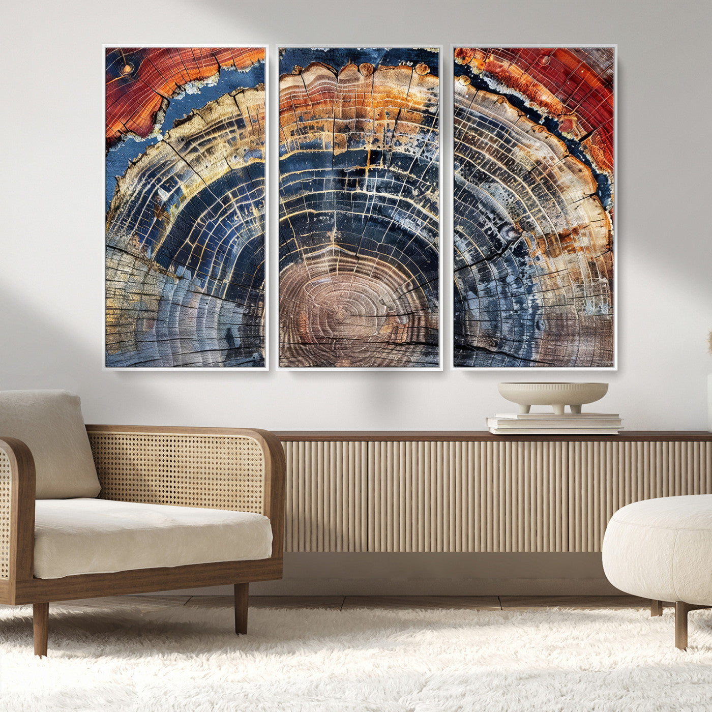 Tree Rings Wall Art Canvas Print – Framed Petrified Wood