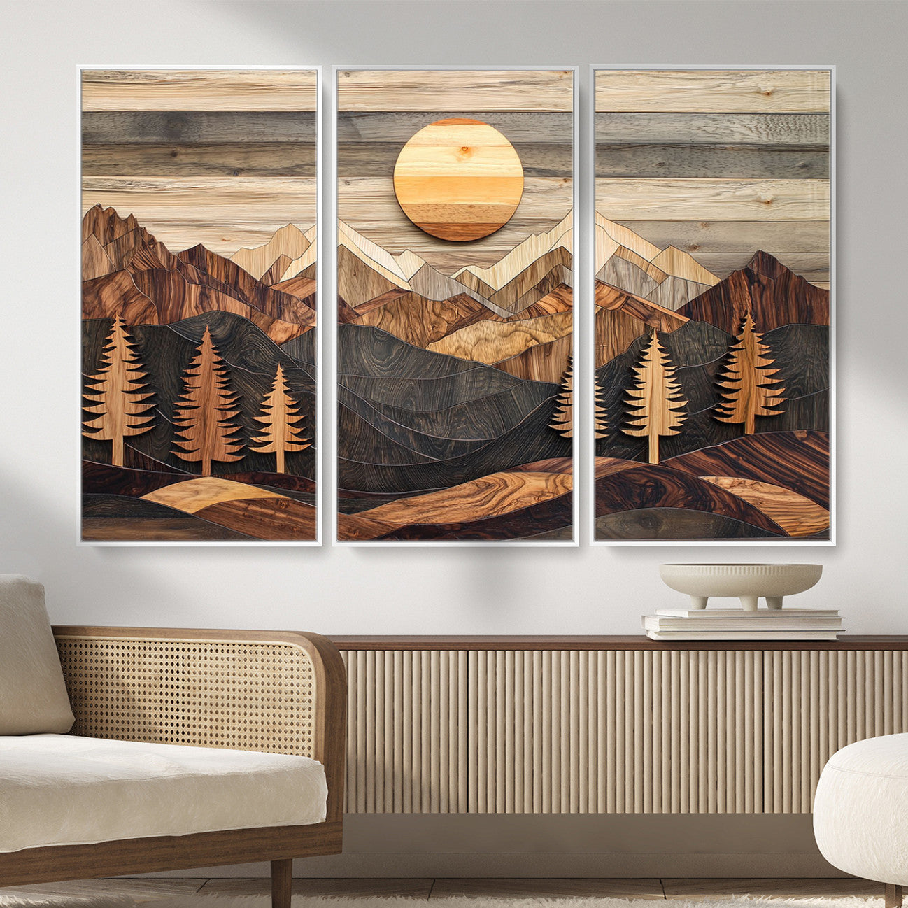 Wood Mountain Wall Art Canvas Print – Layered Forest and