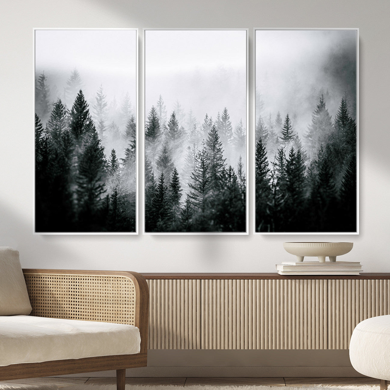 Foggy Forest Wall Art Canvas Print – Mountain Woodland