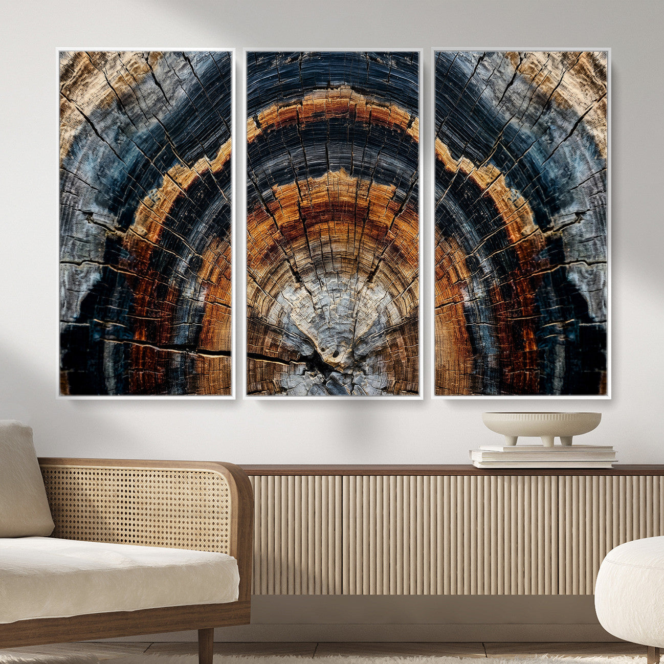 Abstract Wood Grain Canvas Print, Tree Ring Pattern Wall