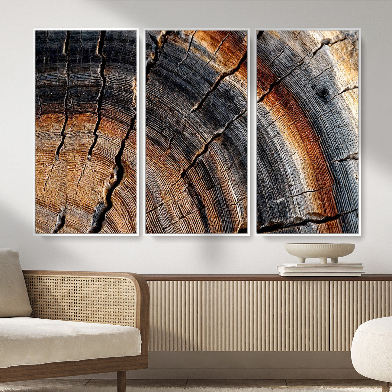 Abstract Tree Ring Wall Art Print – Natural Rustic Wood