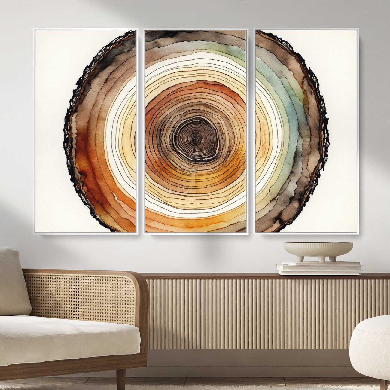 Natural Wood Slice Wall Art Canvas Print, Tree Ring Wall