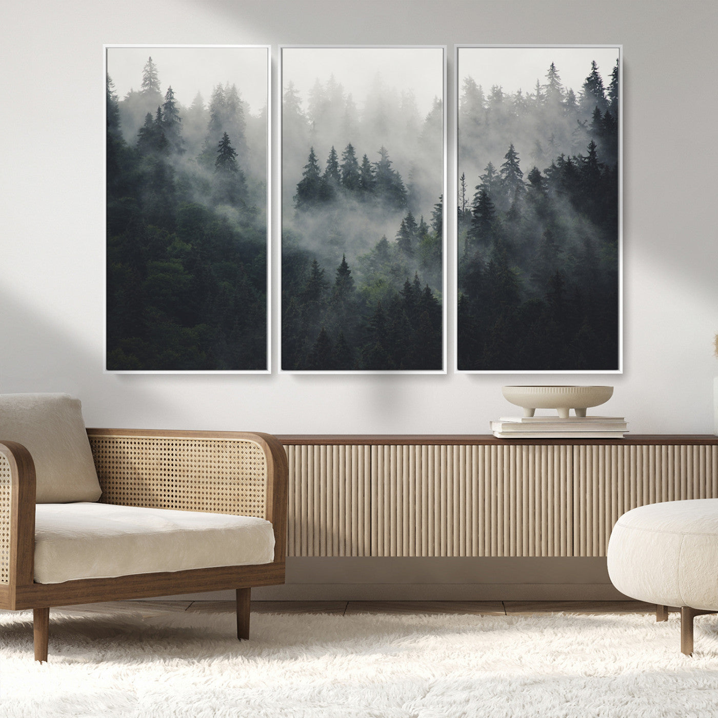 Nature Wall Decor - Serene Triptych Nature Print – Woodland