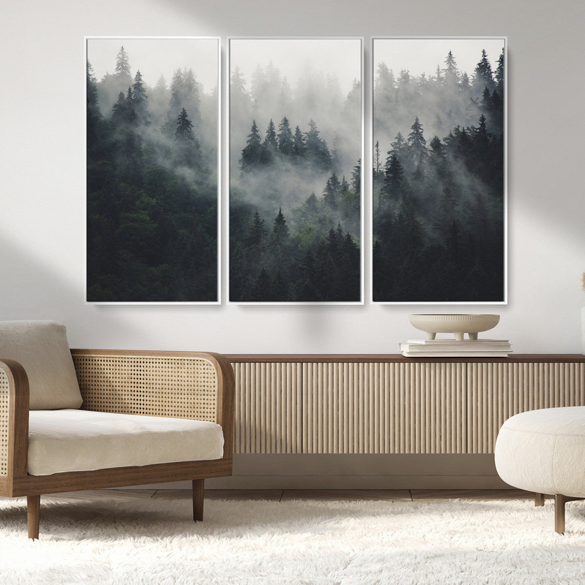 Nature Wall Decor - Serene Triptych Nature Print – Woodland