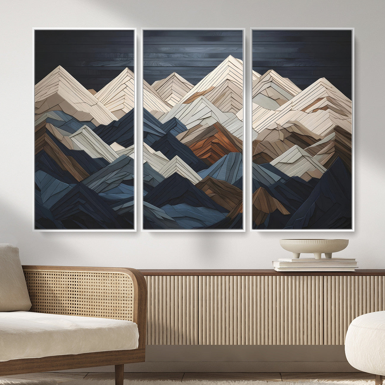 Wood Mountain Wall Art | Mountain Canvas Print Wood Decor |