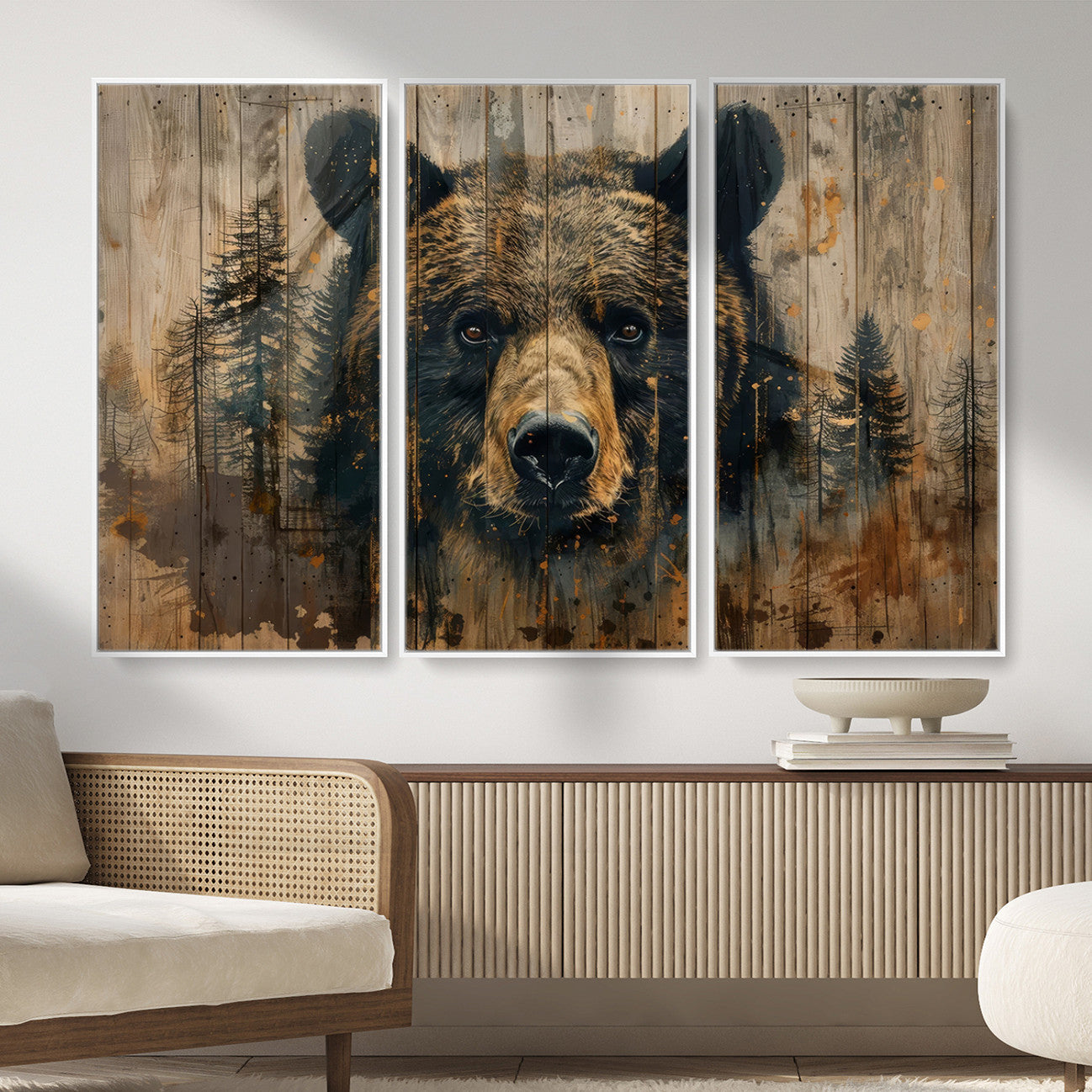 Abstract 399 Bear Wall Art | Rustic Cabin Wall Decor with
