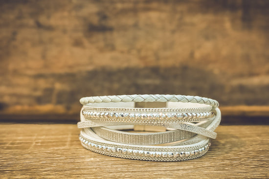 Beautiful White Leather Cuff Bracelet