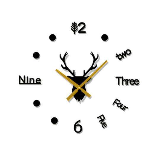 Ins3d deer head creative wall clock