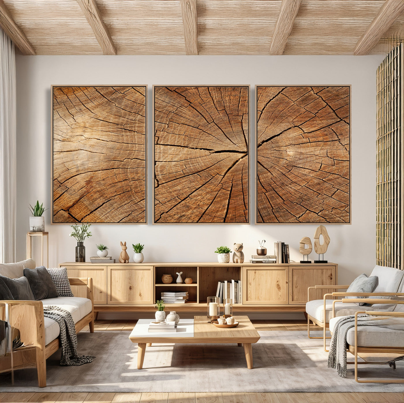 Tree Ring Canvas Art, Rustic Wood Grain Wall Art, Tree Slice