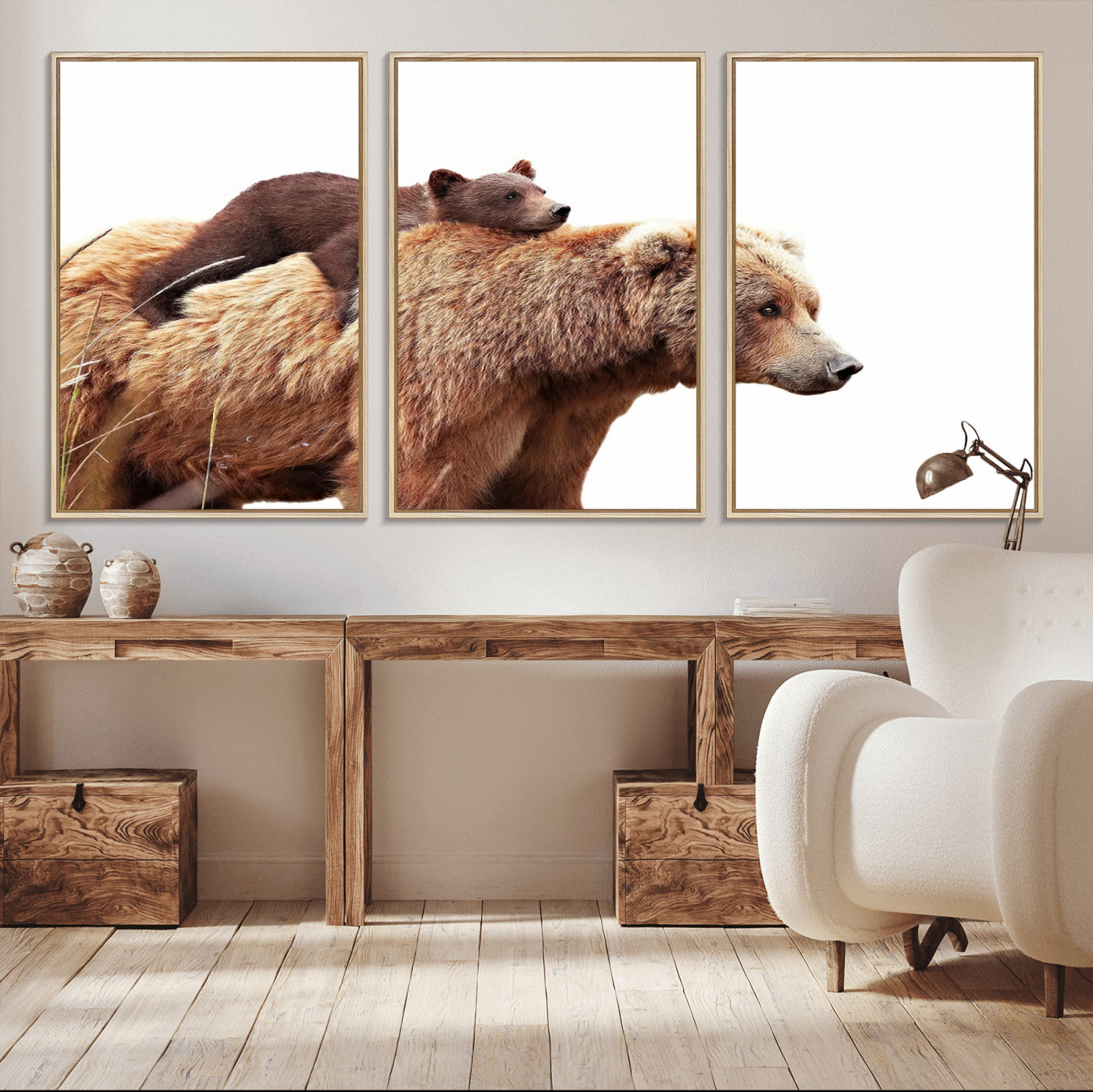 Mother and Baby Bear Canvas Wall Art - Adorable Wildlife