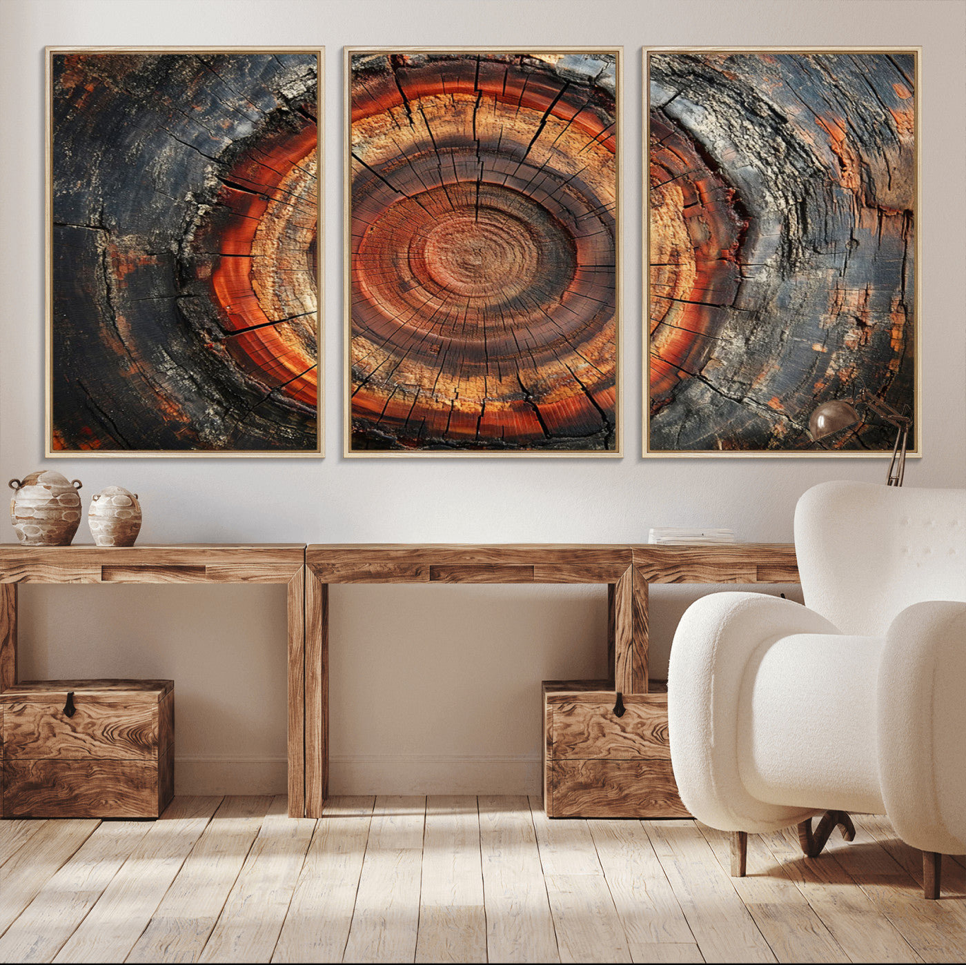 Wood Grain Canvas Wall Art - Framed Abstract Tree Ring