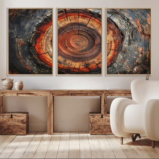 Wood Grain Canvas Wall Art - Framed Abstract Tree Ring