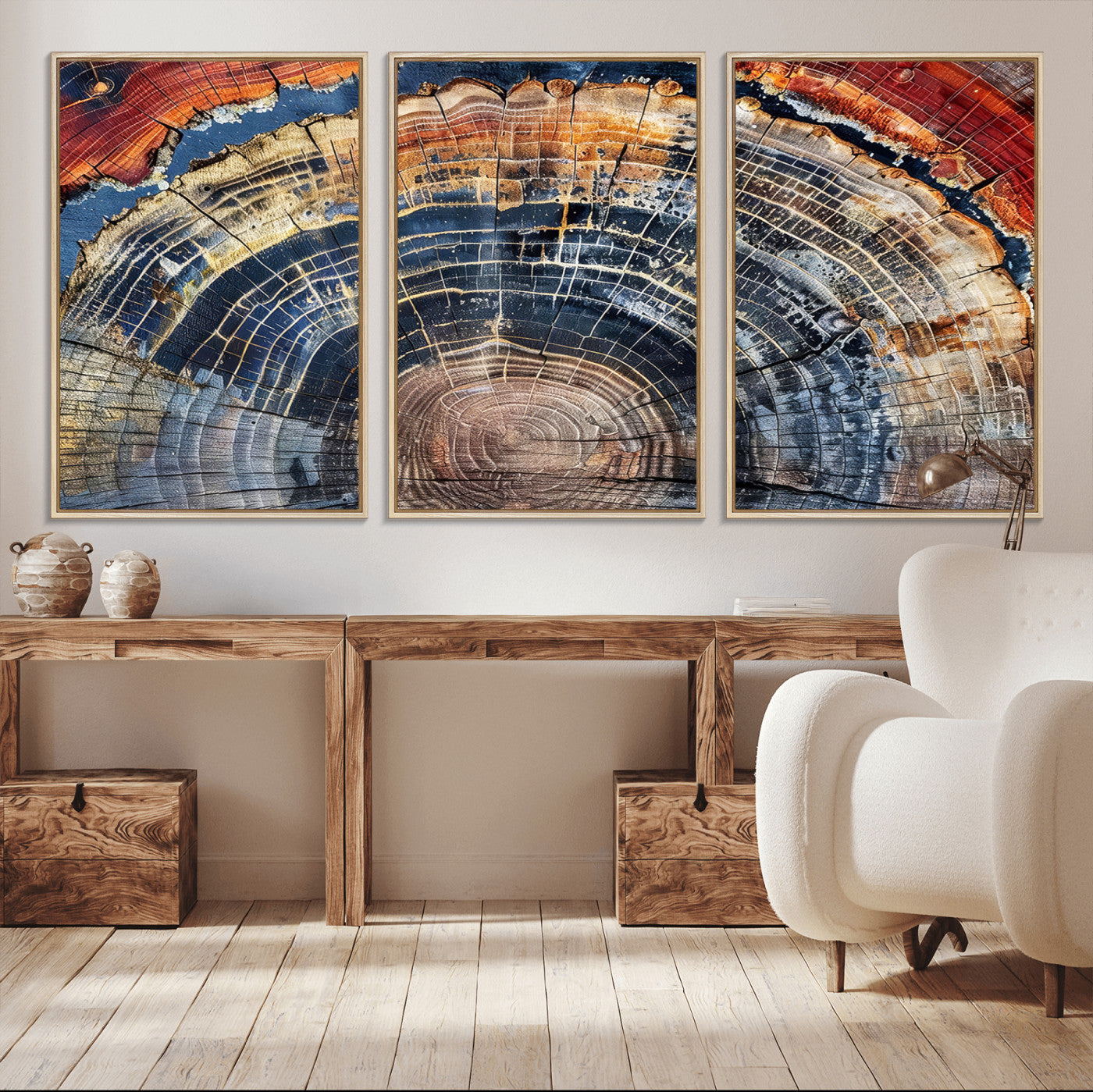 Tree Rings Wall Art Canvas Print – Framed Petrified Wood