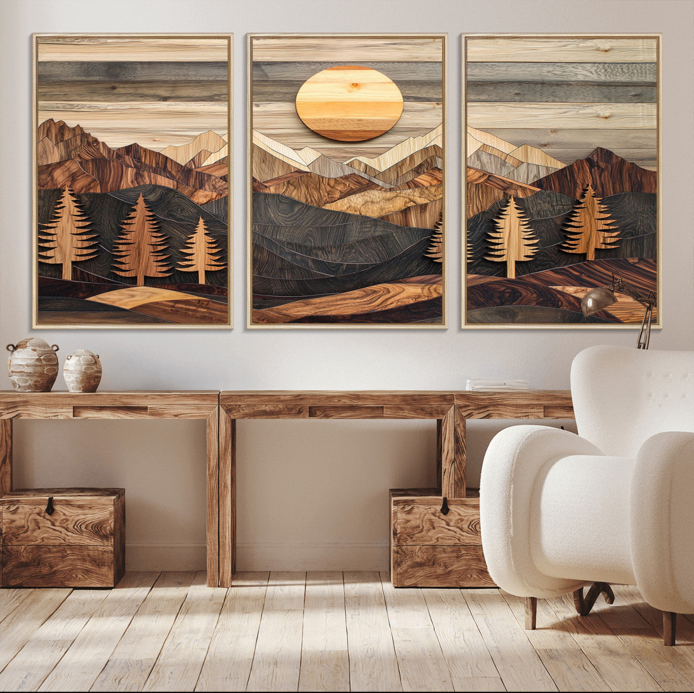 Wood Mountain Wall Art Canvas Print – Layered Forest and
