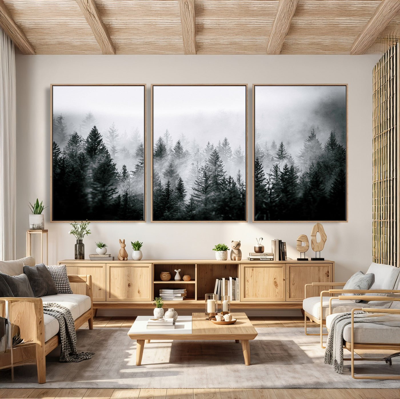 Foggy Forest Wall Art Canvas Print – Mountain Woodland
