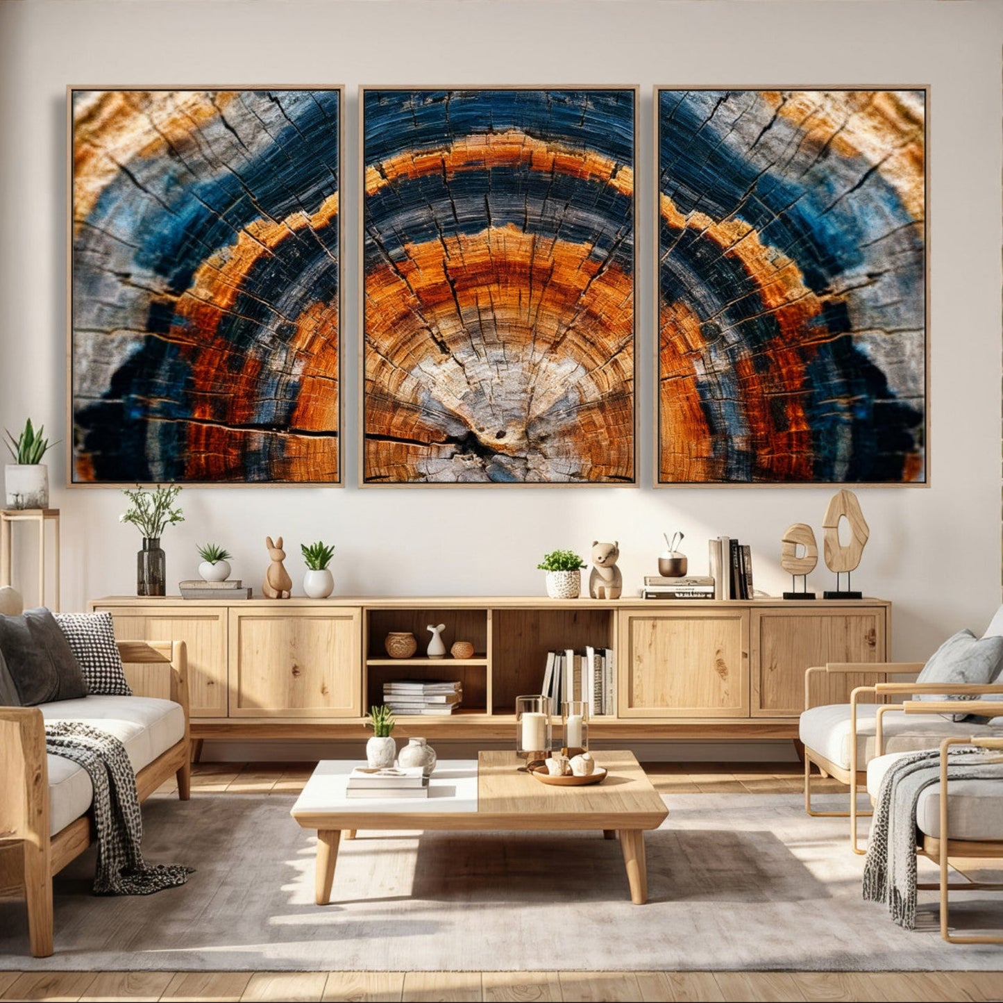 Abstract Wood Grain Canvas Print, Tree Ring Pattern Wall