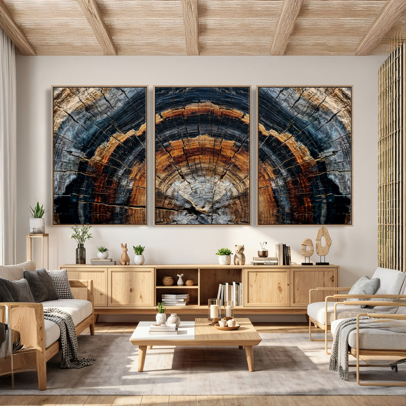 Abstract Wood Grain Canvas Print, Tree Ring Pattern Wall