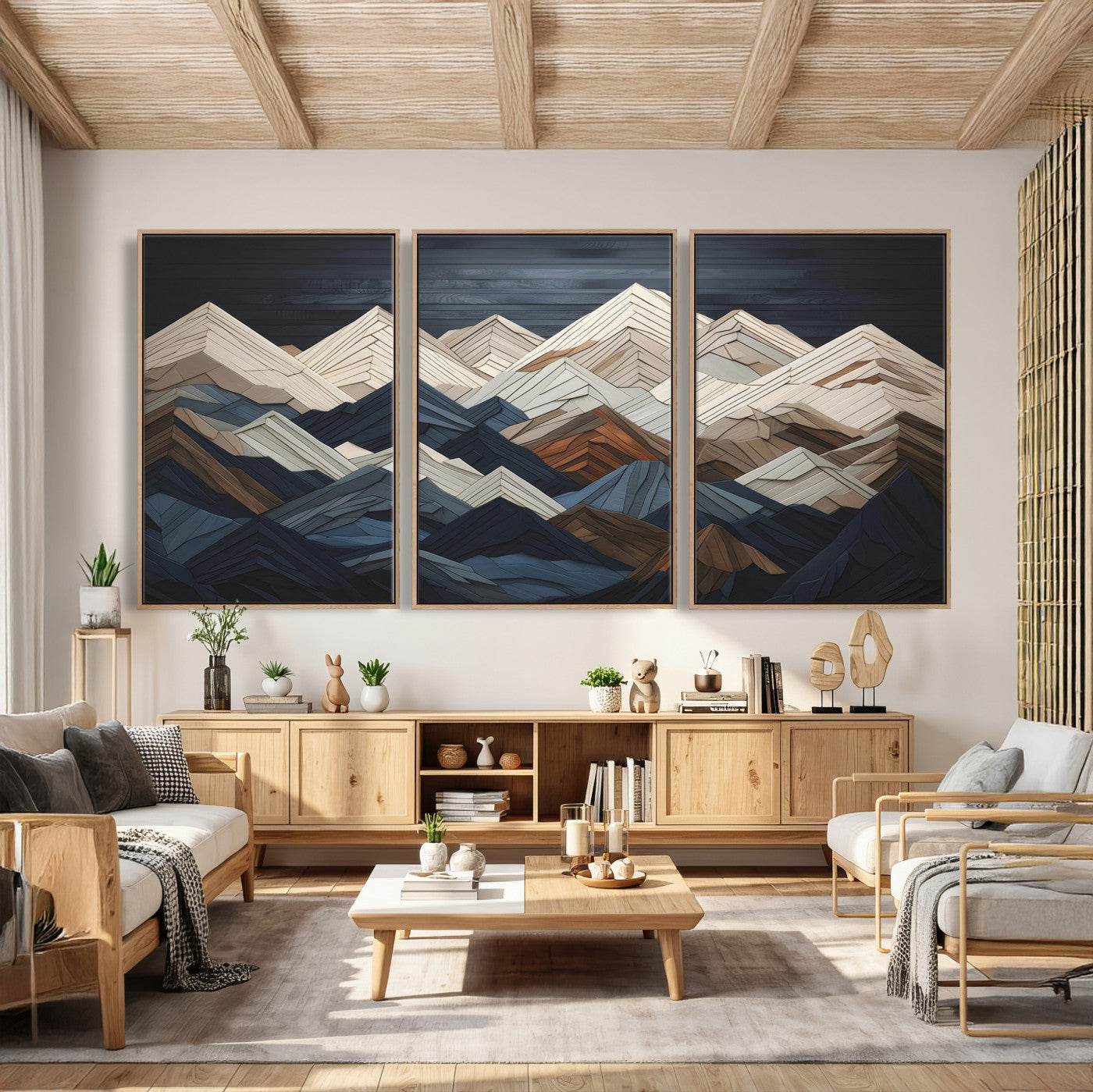 Wood Mountain Wall Art | Mountain Canvas Print Wood Decor |