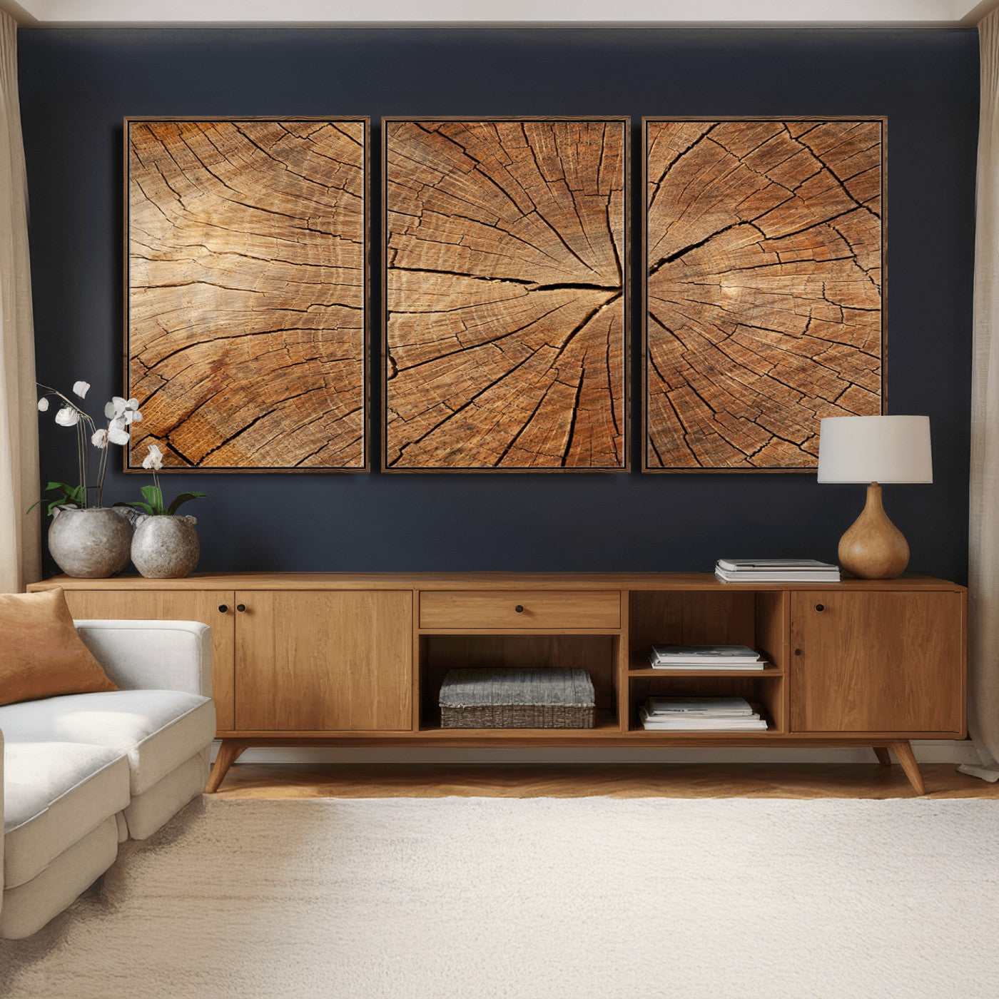 Tree Ring Canvas Art, Rustic Wood Grain Wall Art, Tree Slice