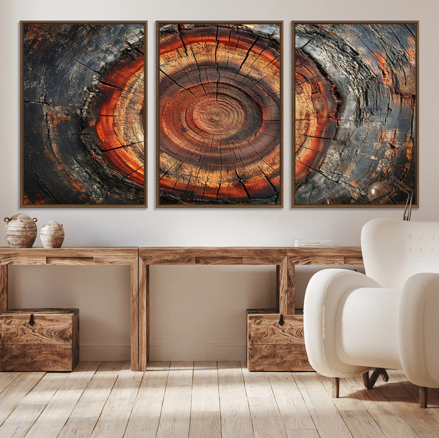 Wood Grain Canvas Wall Art - Framed Abstract Tree Ring