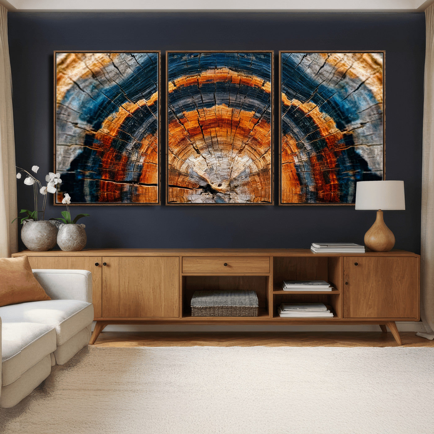 Abstract Wood Grain Canvas Print, Tree Ring Pattern Wall