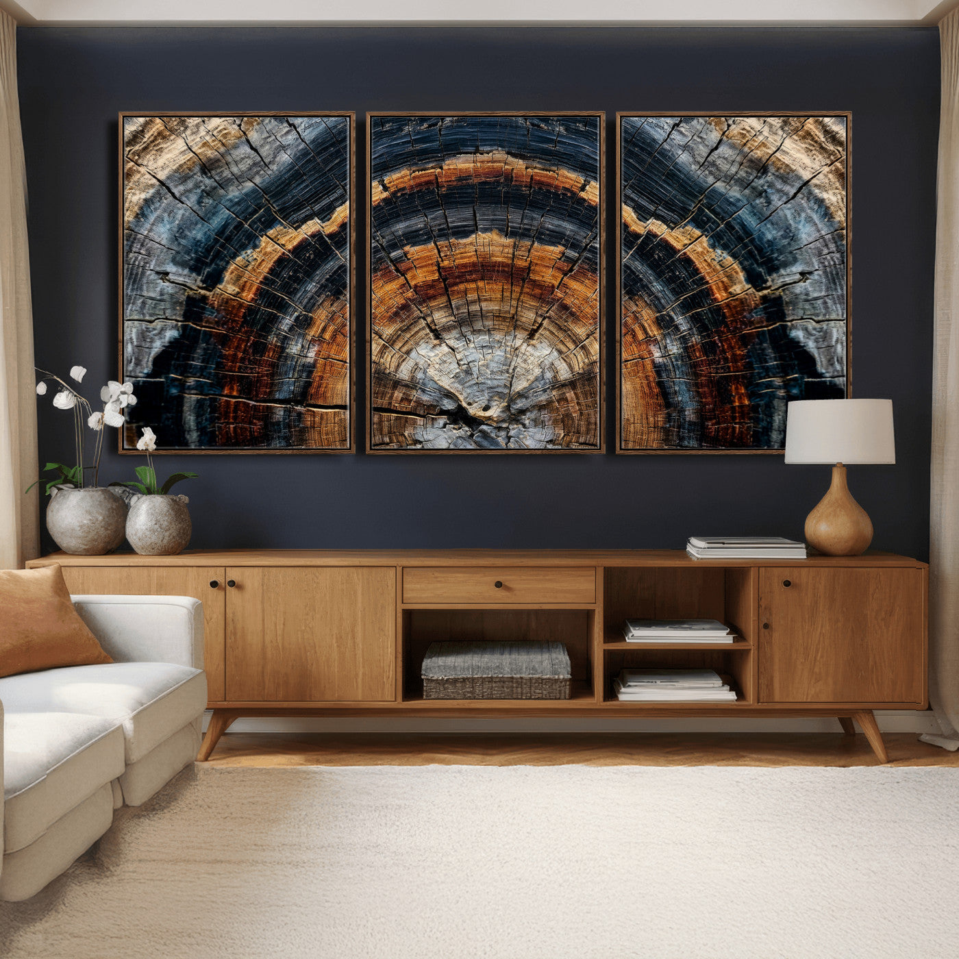 Abstract Wood Grain Canvas Print, Tree Ring Pattern Wall