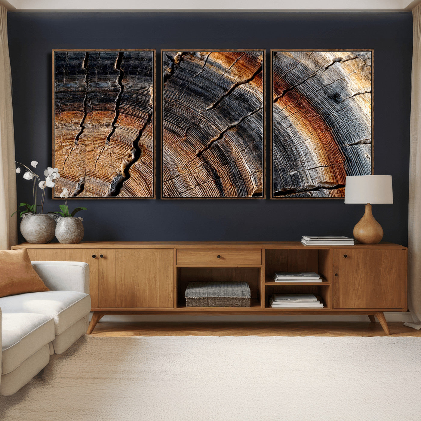 Abstract Tree Ring Wall Art Print – Natural Rustic Wood