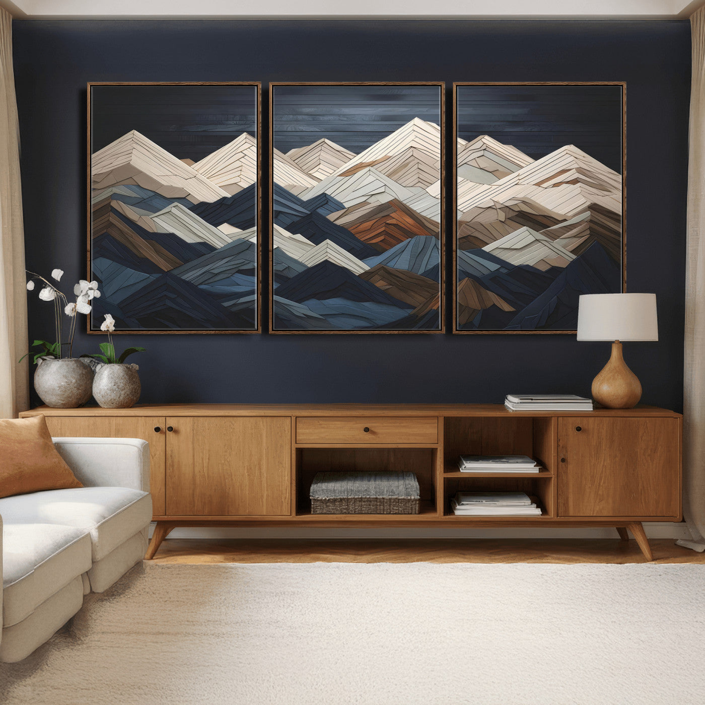 Wood Mountain Wall Art | Mountain Canvas Print Wood Decor |