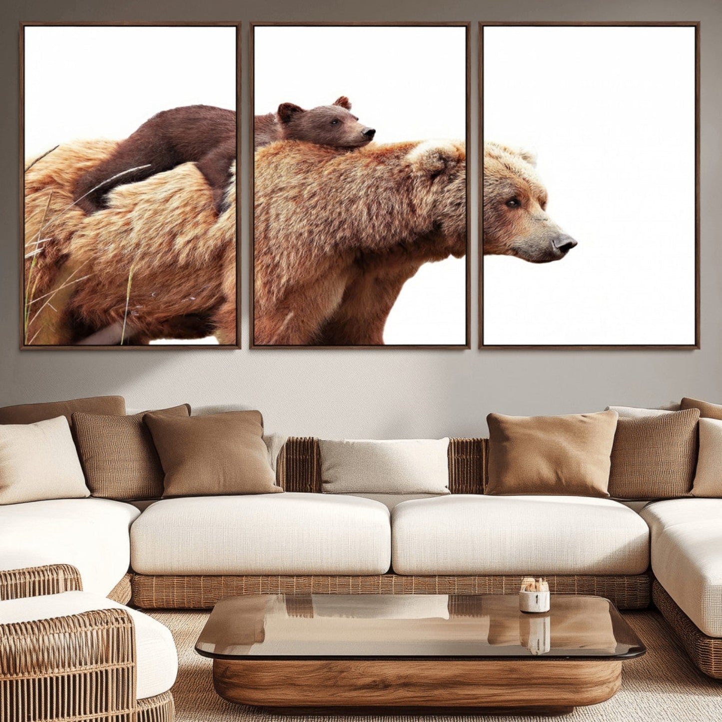 Mother and Baby Bear Canvas Wall Art - Adorable Wildlife