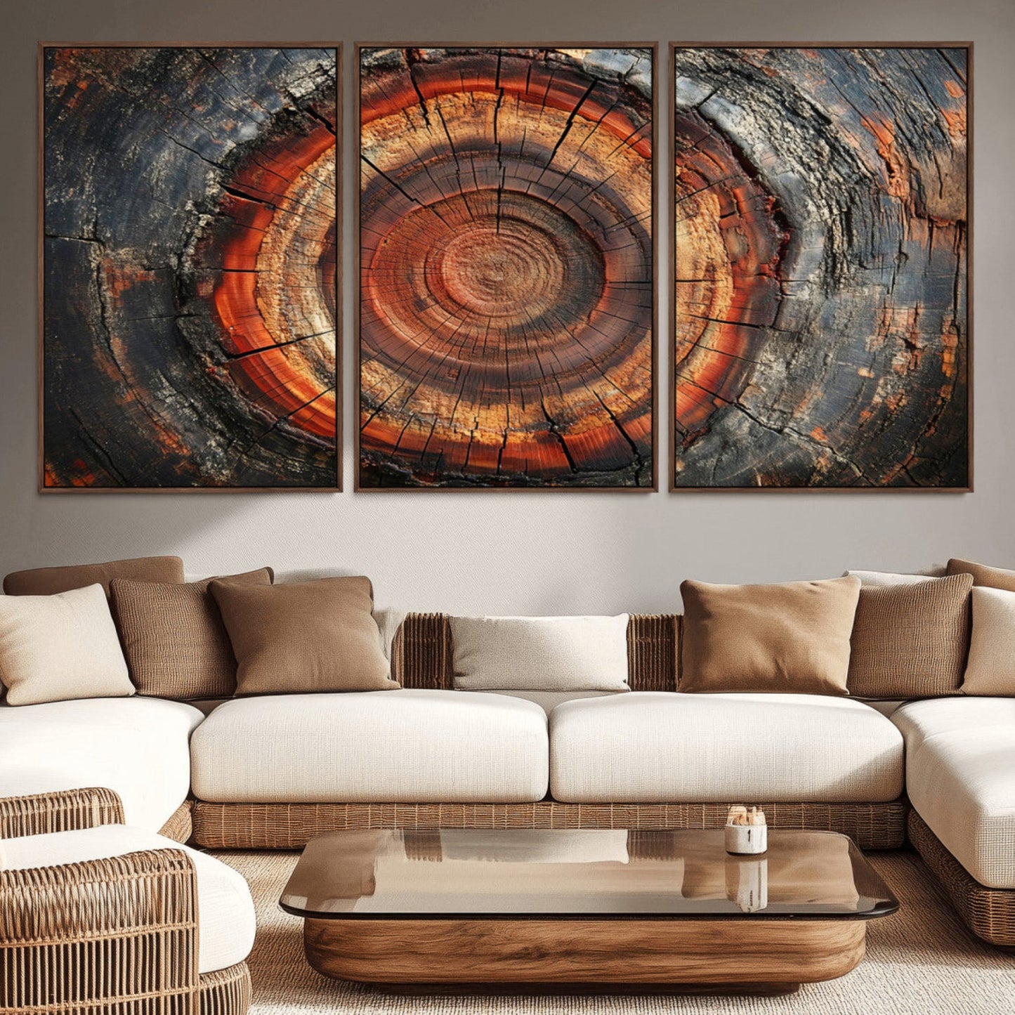 Wood Grain Canvas Wall Art - Framed Abstract Tree Ring