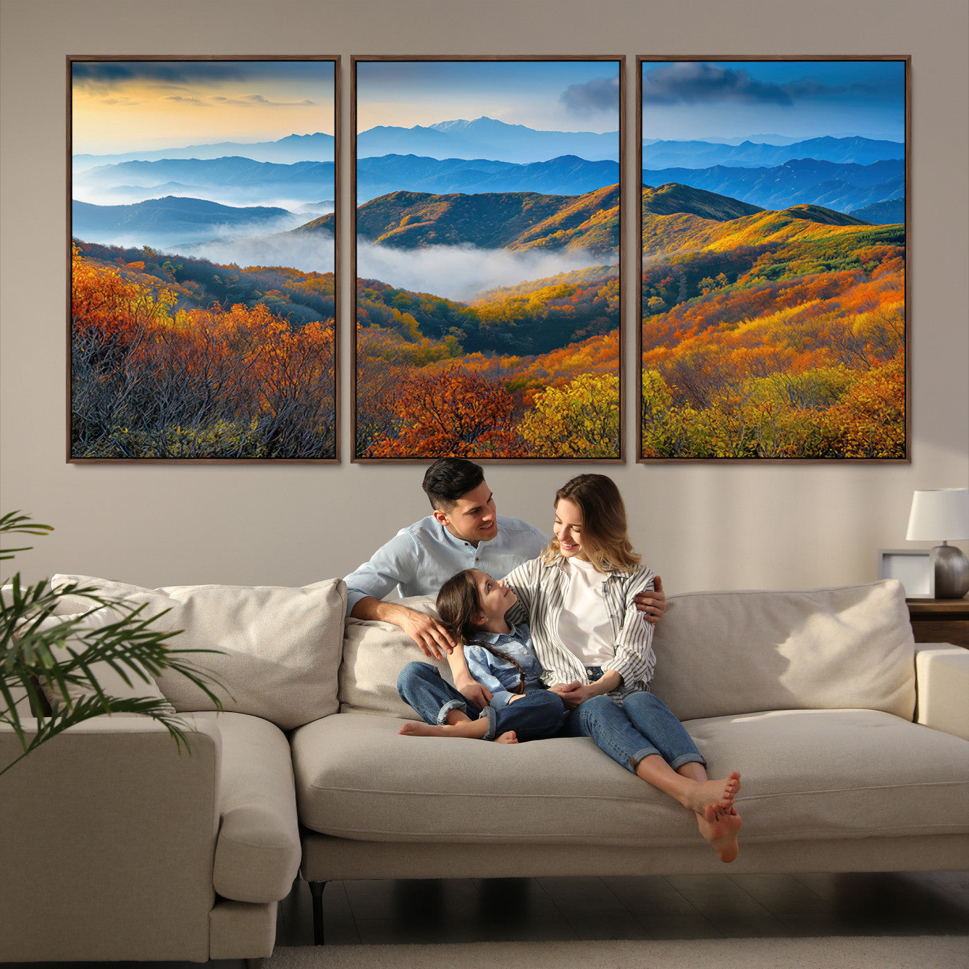 Autumn Mountains Wall Art Canvas Print – Foggy Peaks