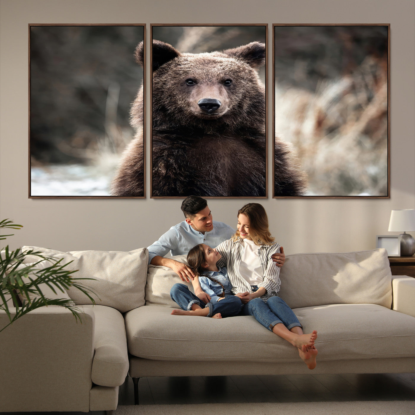 Brown Bear Wall Art Canvas Print – Framed Majestic Woodland