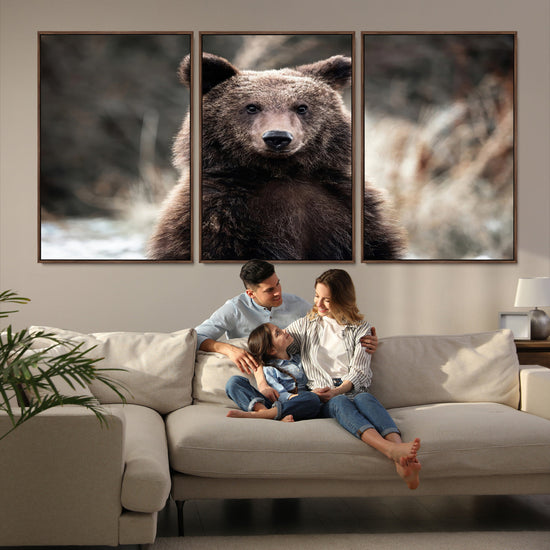 Brown Bear Wall Art Canvas Print – Framed Majestic Woodland