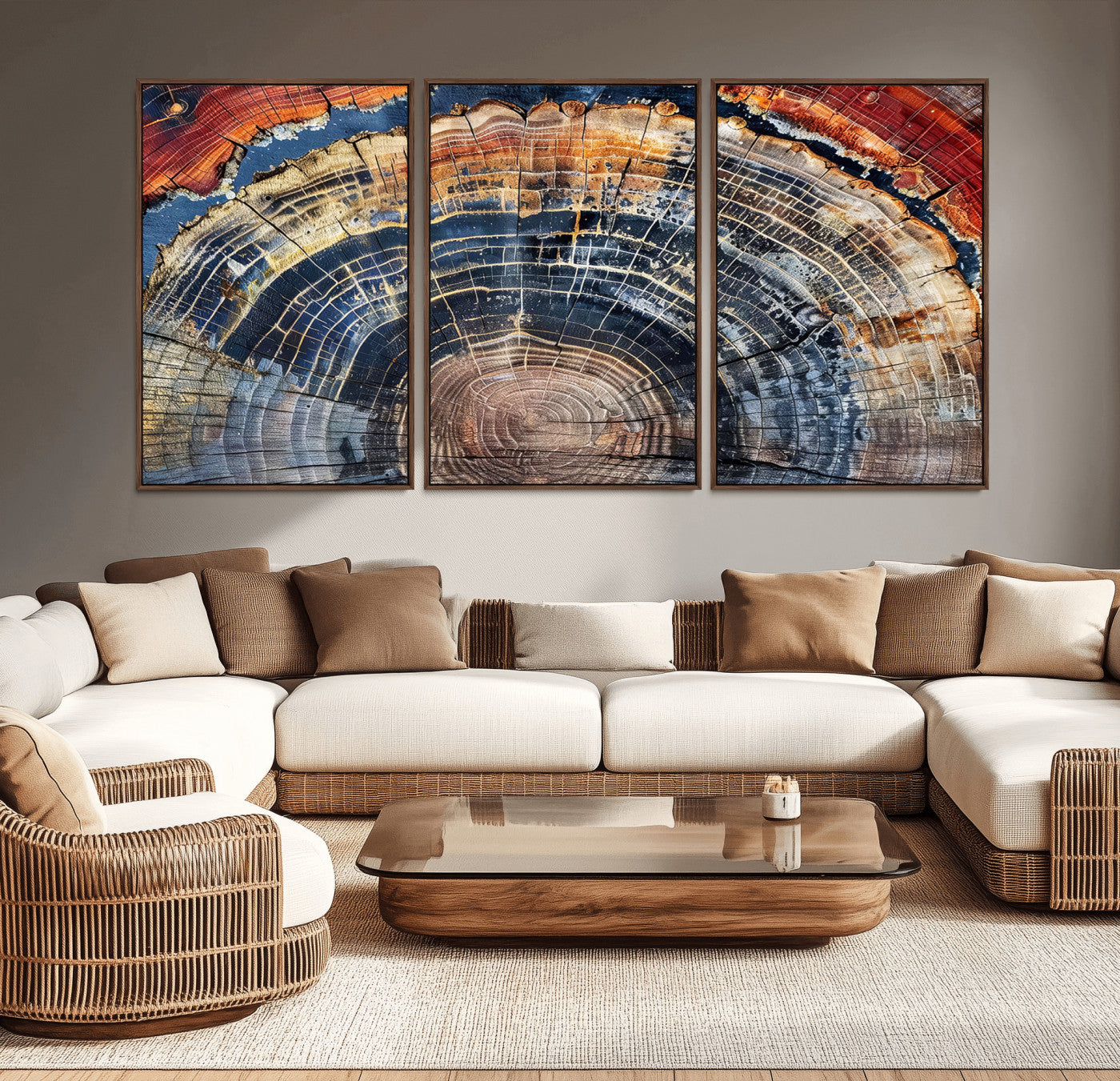 Tree Rings Wall Art Canvas Print – Framed Petrified Wood