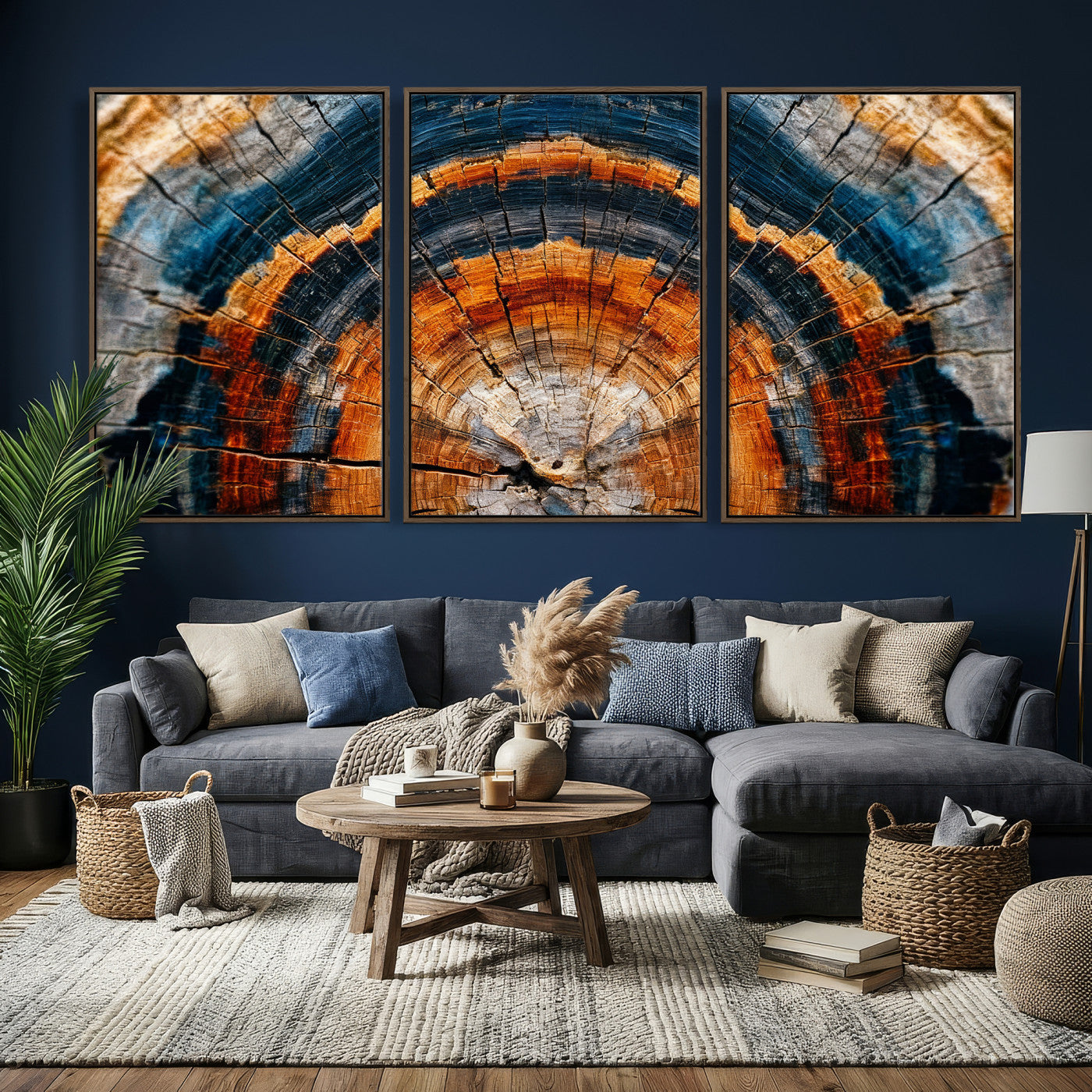 Abstract Wood Grain Canvas Print, Tree Ring Pattern Wall