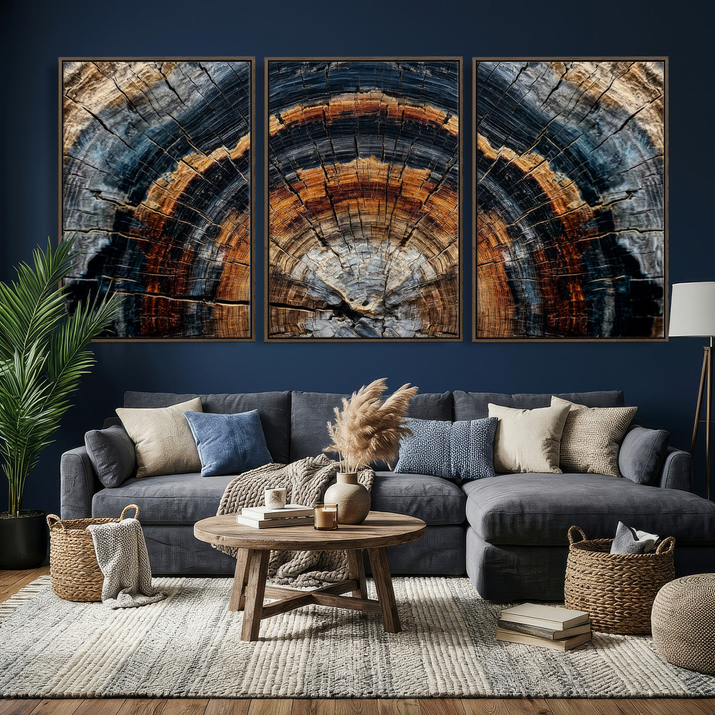 Abstract Wood Grain Canvas Print, Tree Ring Pattern Wall