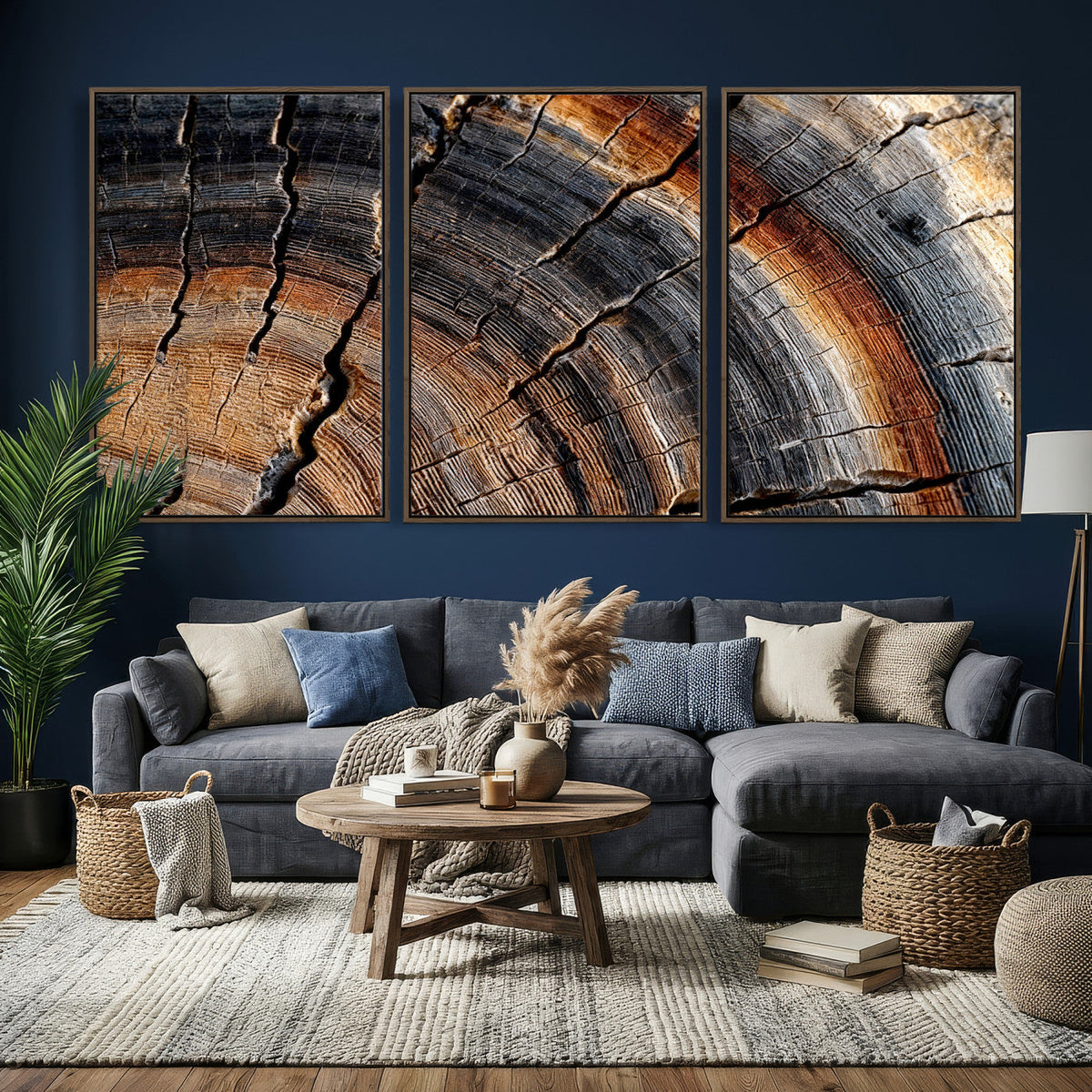 Abstract Tree Ring Wall Art Print – Natural Rustic Wood