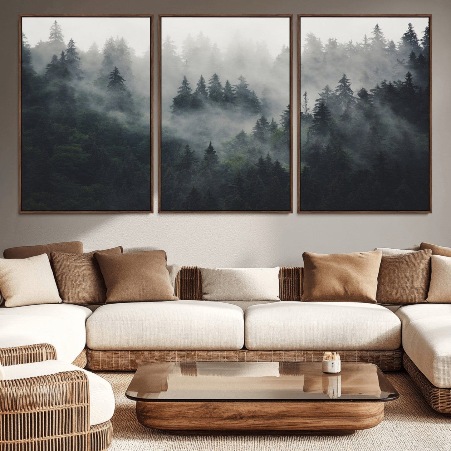 Nature Wall Decor - Serene Triptych Nature Print – Woodland