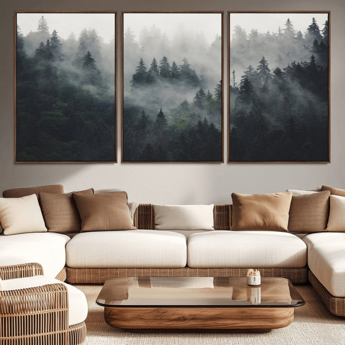 Nature Wall Decor - Serene Triptych Nature Print – Woodland