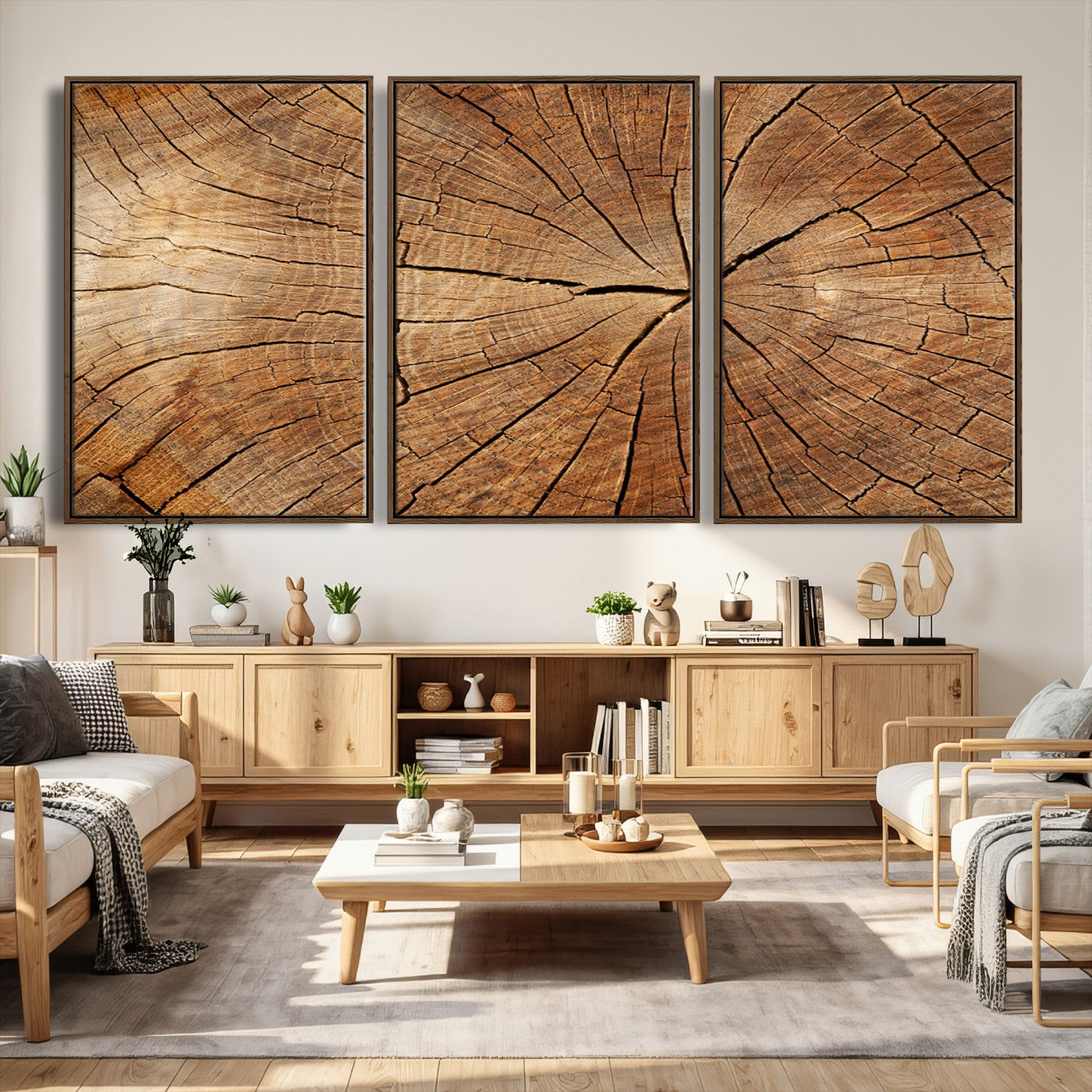 Tree Ring Canvas Art, Rustic Wood Grain Wall Art, Tree Slice