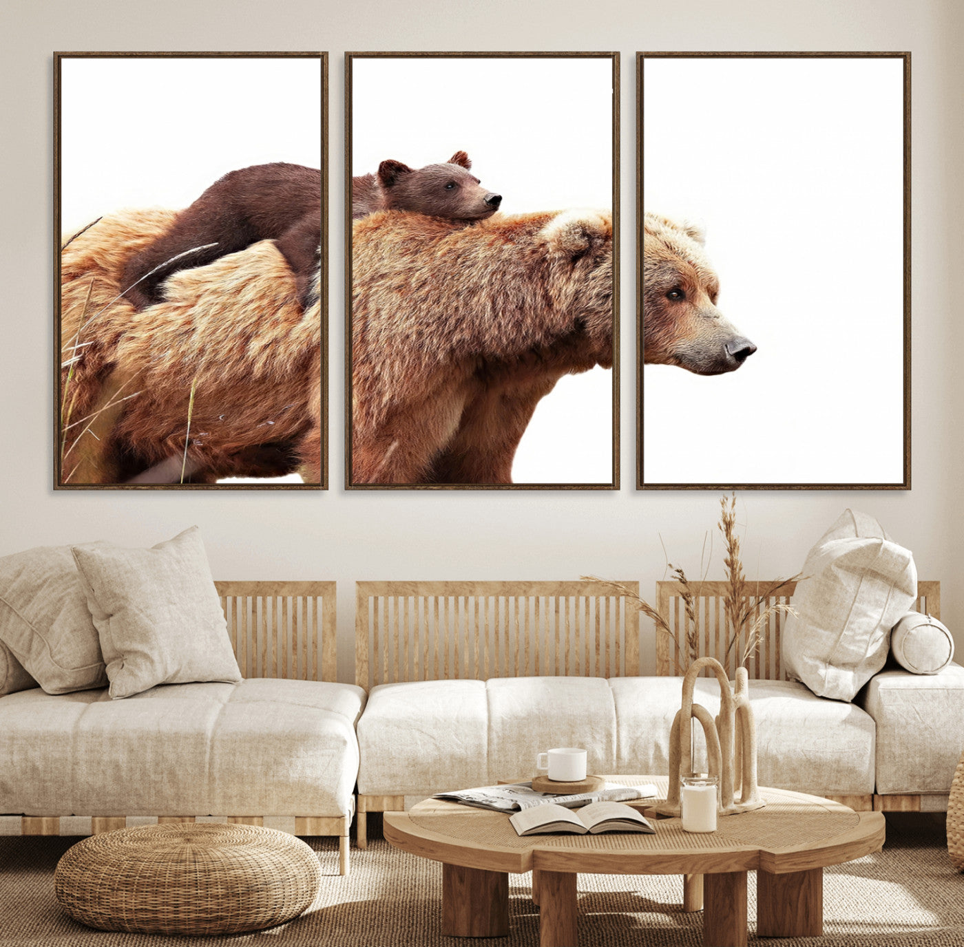 Mother and Baby Bear Canvas Wall Art - Adorable Wildlife