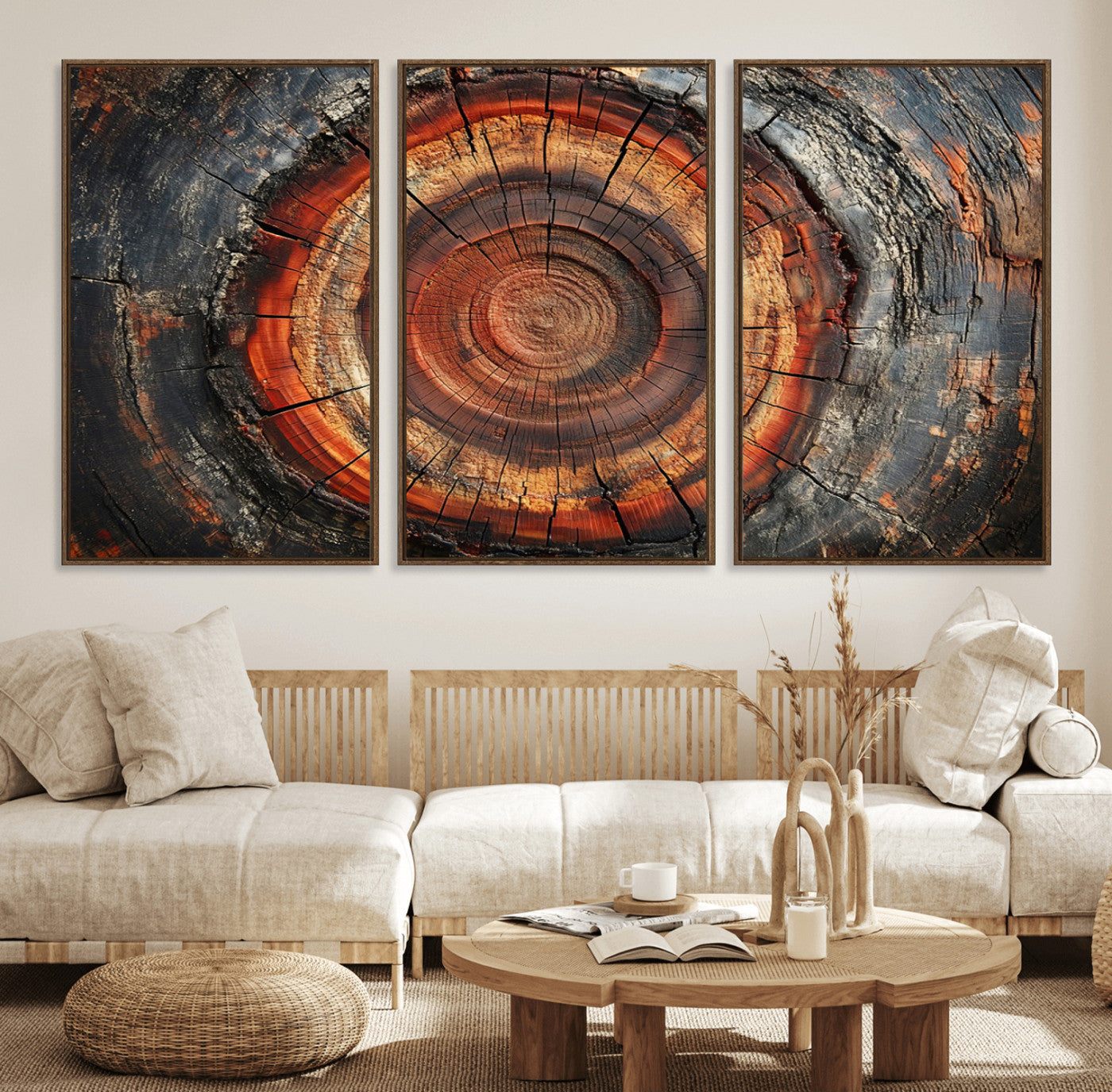 Wood Grain Canvas Wall Art - Framed Abstract Tree Ring