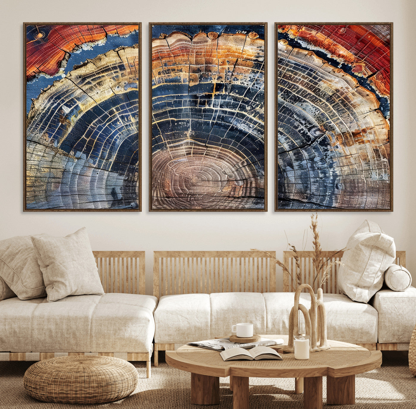 Tree Rings Wall Art Canvas Print – Framed Petrified Wood