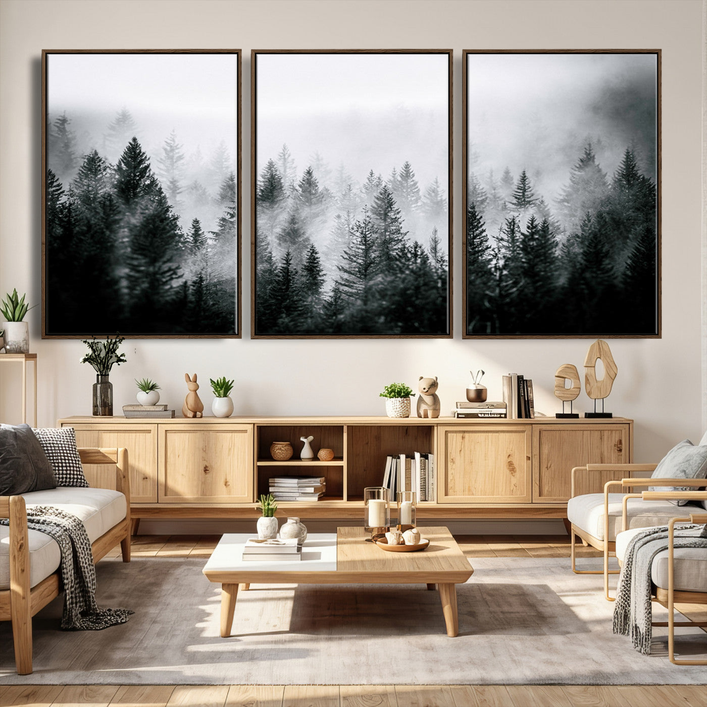 Foggy Forest Wall Art Canvas Print – Mountain Woodland