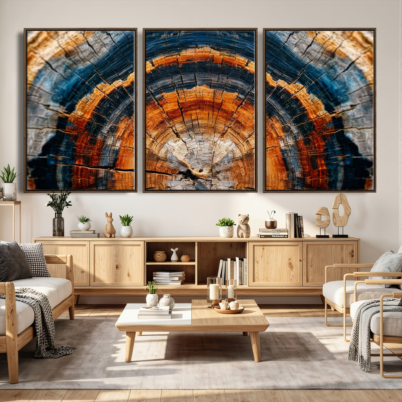 Abstract Wood Grain Canvas Print, Tree Ring Pattern Wall